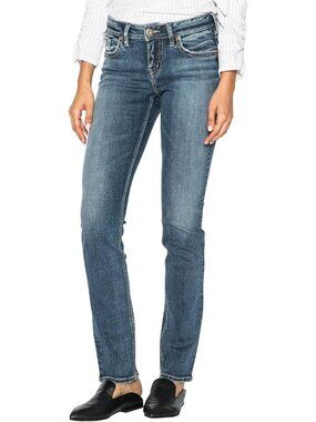 Curvy Fit Mid Rise Straight Leg Jeans for Women - Stylish Silver Wash Denim